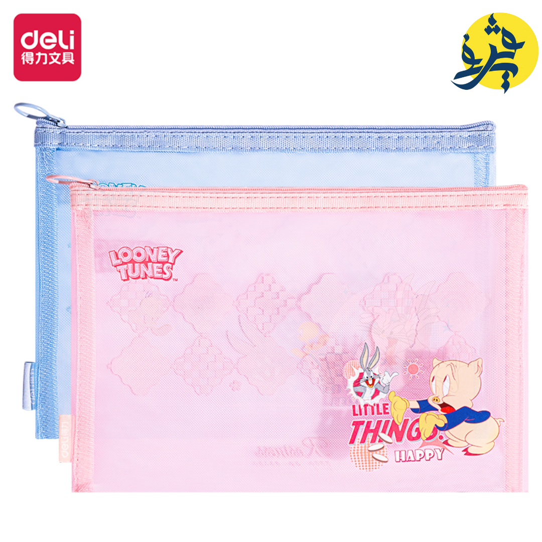 Pochette A4 Looney Tunes avec fermeture éclaire et transparente - DELI