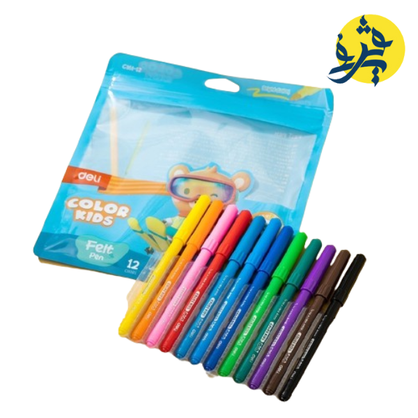 Feutre scolaire sac de 12 couleurs kids - DELI REF.C161-12