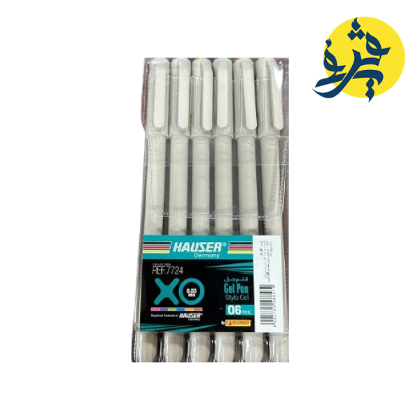 POCHETTE DE 06 STYLO GEL XO 0.55 HAUSER EN COULEUR REF.7724