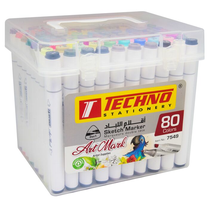 Marqueurs double tête ArtMark 80 couleurs - Techno