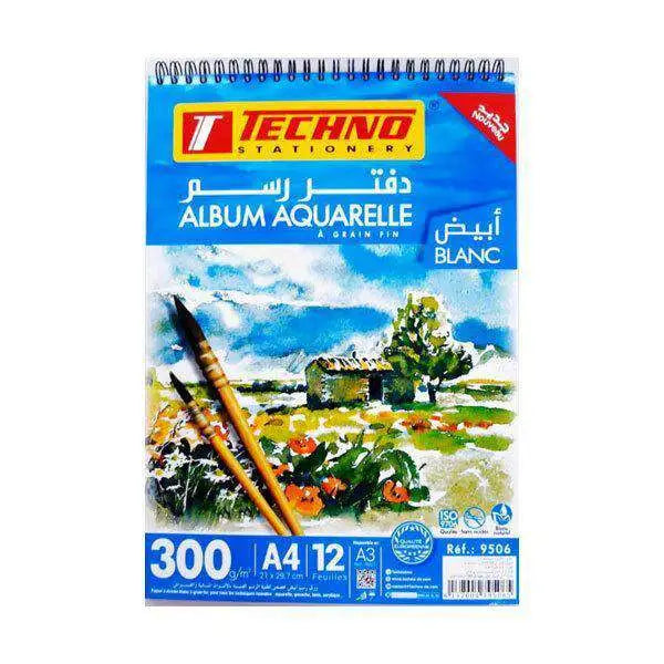 Album Aquarelle A4 12F -300g- TECHNO - Guerfi Store