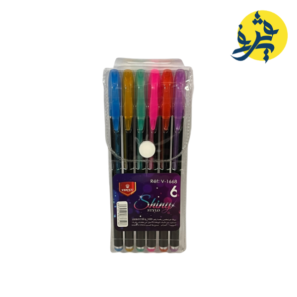Pochette de 06 stylo brillant SHINY en couleur 1.0mm - VERETEX