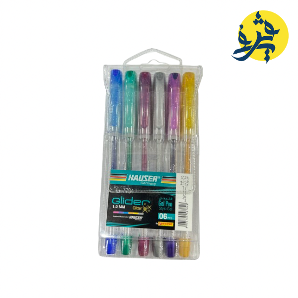 Pochette de 06 stylo gel glider  en couleur 1.0mm - HAUSER