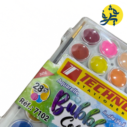 Aquarelle Bubbles colores 28 Pastilles  + Pinceur - TECHNO REF.7102