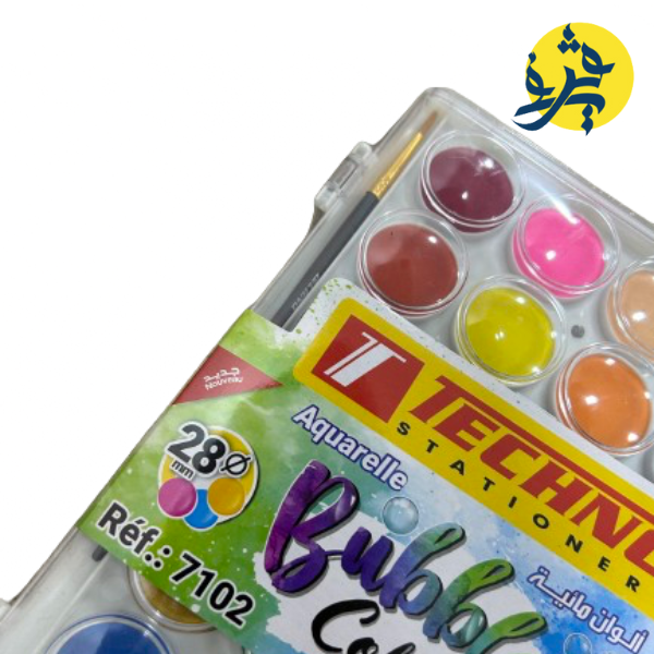 Aquarelle Bubbles colores 28 Pastilles  + Pinceur - TECHNO