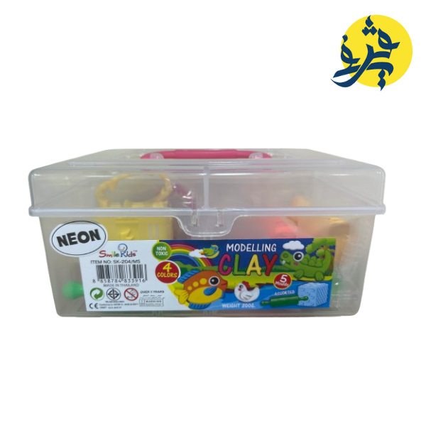 Boite plastique de 4 pates à modeler NEON - Smile Kids