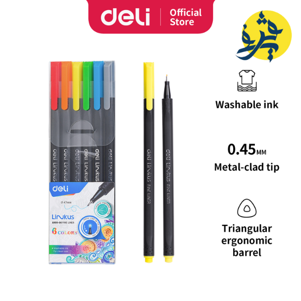 Pochette de 6 stylos fine liner 0,45 mm LINKUS - Deli