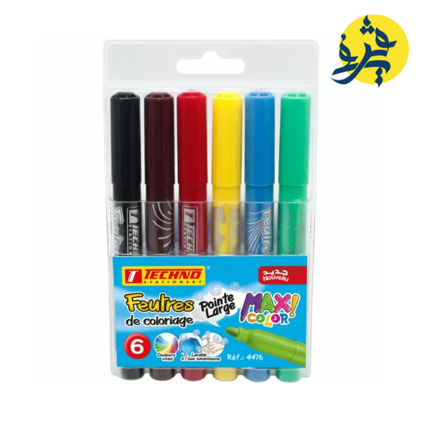 Pochette de 6 feutres de coloriage JUMBO - TECHNO