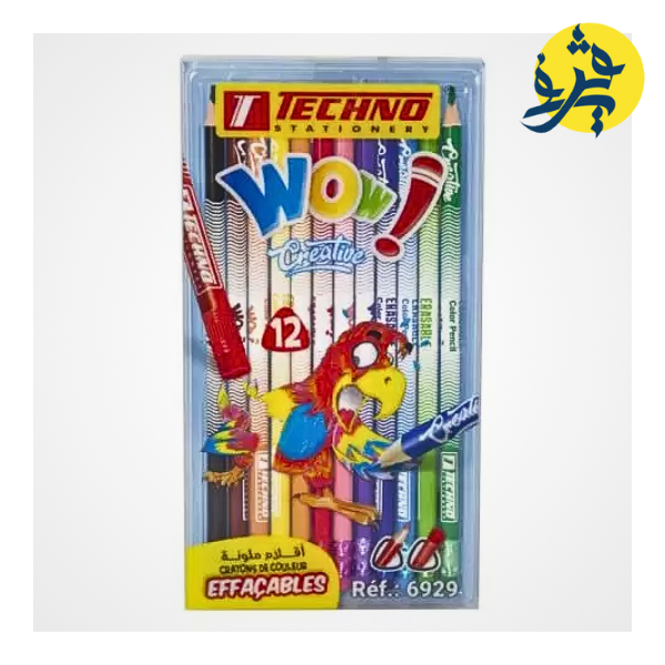 Crayons de couleurs wow crea effacable 12 _ TECHNO REF.6929