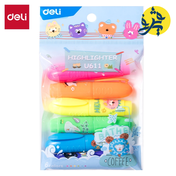 Surligneur fluorescent pochette de 6 COULEURS - DELI