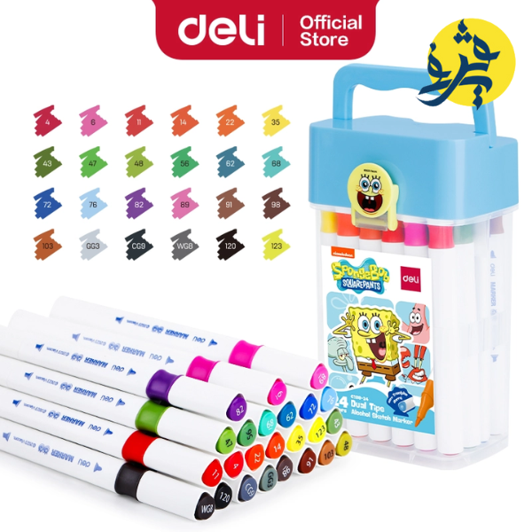 Marquer sketch double tetes boite de 24 couleurs spongpop - DELI