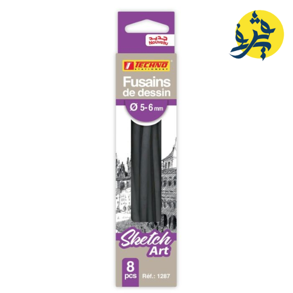 FUSAINS DE DESSIN 5-6mm BOITE DRE 08 PCS "TECHNO'' REF 1287