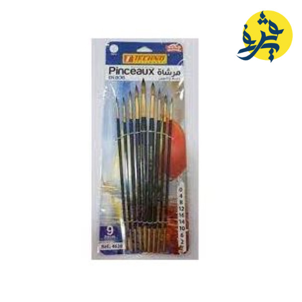 PINCEAU EN BOIS DE 9 PCS "TECHNO" REF.4638
