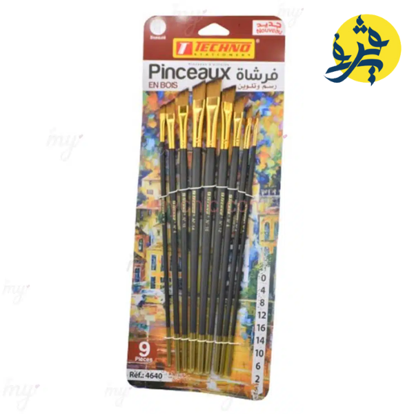 PINCEAU EN BOIS USES BISEAUTE DE 9 PCS "TECHNO" REF.4640