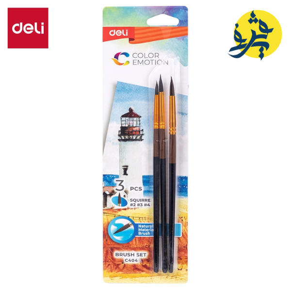 PINCEAU PROFESSIONAL SQUIRREL POCHETTE DE 03 PCS "DELI" REF.C404