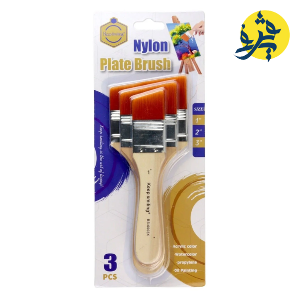JEU DE PINCEAU DE DESSIN PLAT COUPEE DE 03 PCS "KEEO SMILING" REF.BS-0003X