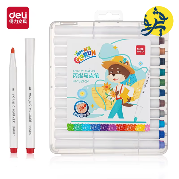MARQUEUR ACRYLIQUE BOITE DE 24 COULEURS "DELI" REF.HM321-24