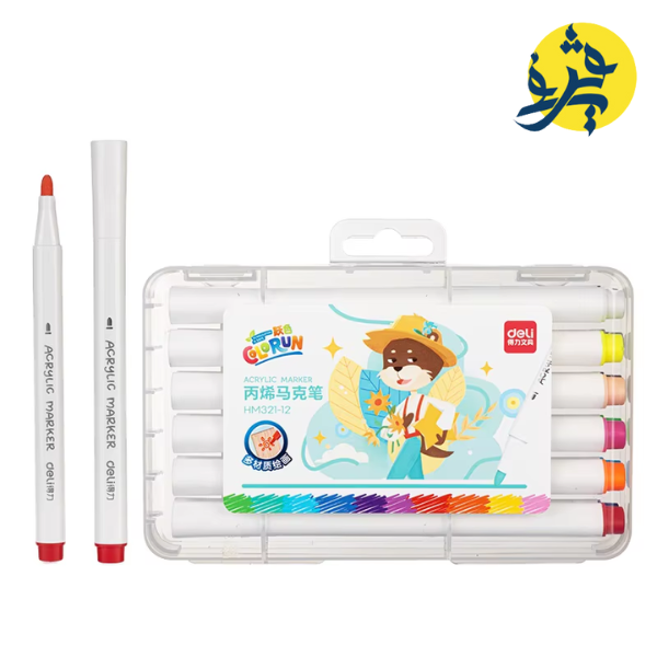 MARQUEUR ACRYLIQUE BOITE DE 12 COULEURS "DELI" REF.HM321-12