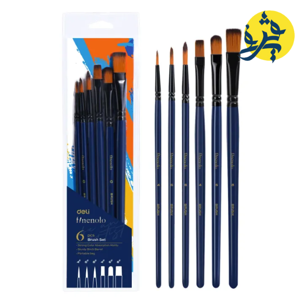 PINCEAU PROFESSIONEL POCHETTE DE 06 PCS AQUARELLE "DELI" REF.C277