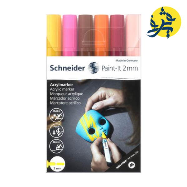 MARQUEUR ACRYLIQUE POCHETTE DE 6 COULEURS 2MM PAINT-IT "SCHNEIDER" REF.120197