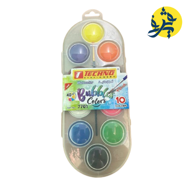 AQUARELLE BUBBLES DE 10 COULEURS 40MM + PINCEAU "TECHNO" REF.7701