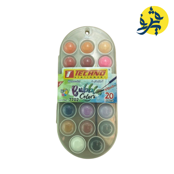 AQUARELLE BUBBLES DE 20 COULEURS 28MM + PINCEAU "TECHNO" REF.7702