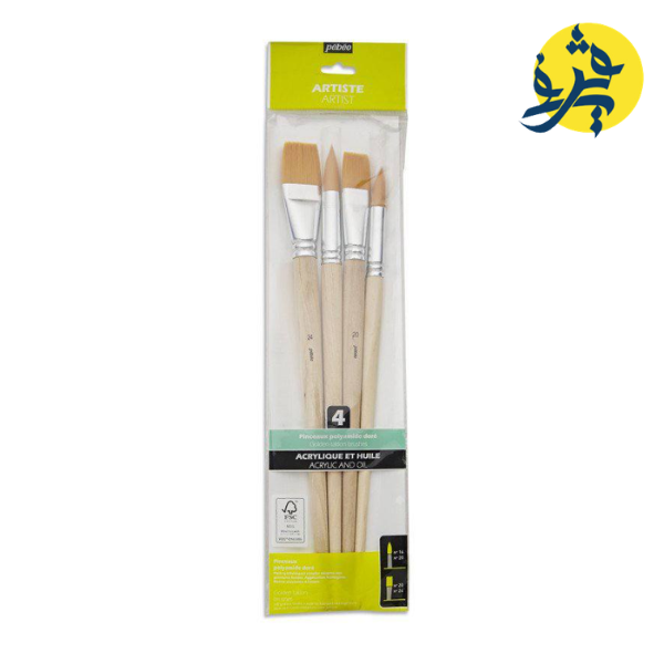 JEU DE PINCEAU LONG PLAT / ROND 4 PCS POLY D  - PEPEO REF.952401