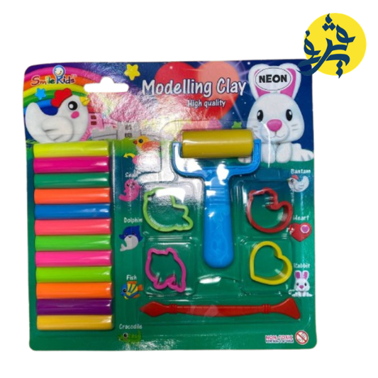 PATE A MODELER 150G SK S-BLISTER 4 MOULES + MINI RLX -COUTEAU 12 COULEURS - SMILE KIDS  REF.SK-150FA