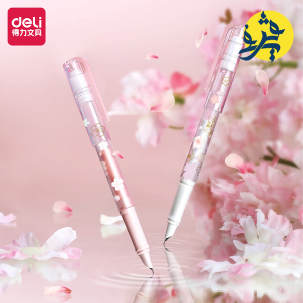Stylo a plume avec 6 cartouches bleu SAKURA - DELI