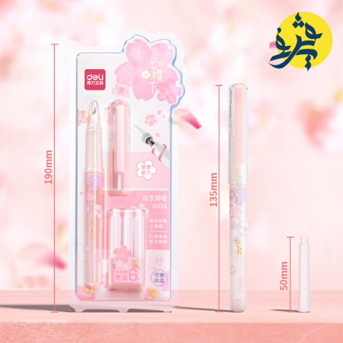 Charger l&#39;image dans la visionneuse de la galerie, Stylo a plume avec 6 cartouches bleu SAKURA - DELI
