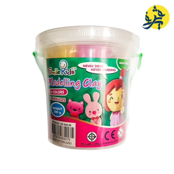 Pâte a modeler 300g boite de 6 couleurs+3 moules - SMILE KID