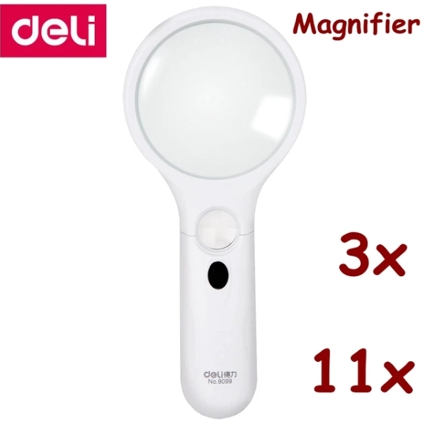 Loupe double lentille PRO  75 mm avec led -  Deli