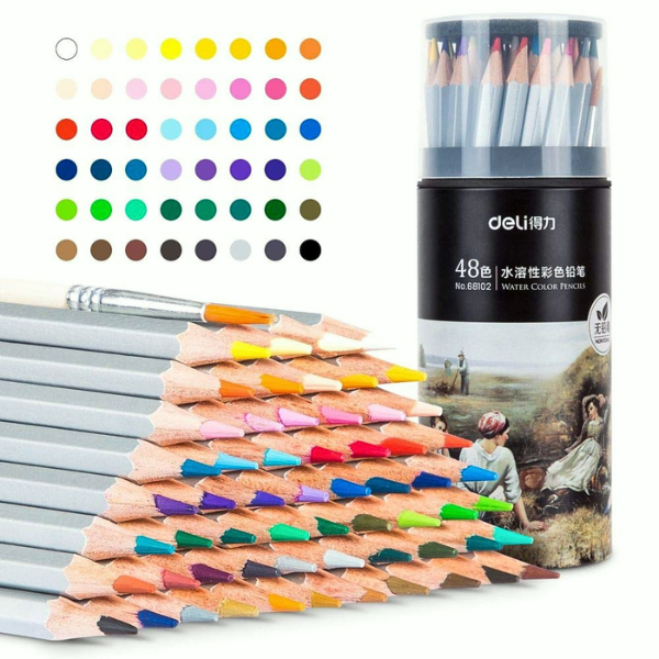 Boite de 48 Crayons de couleur Aquarelle professionnel  Art NUEVO - DELI