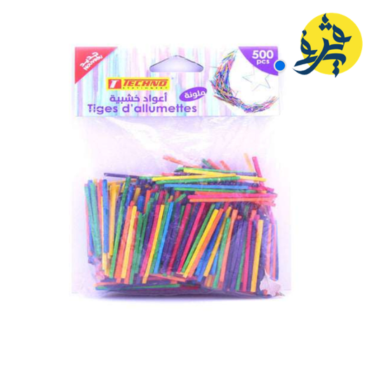Tiges d'allumettes 500 pcs couleurs - TECHNO REF.5019