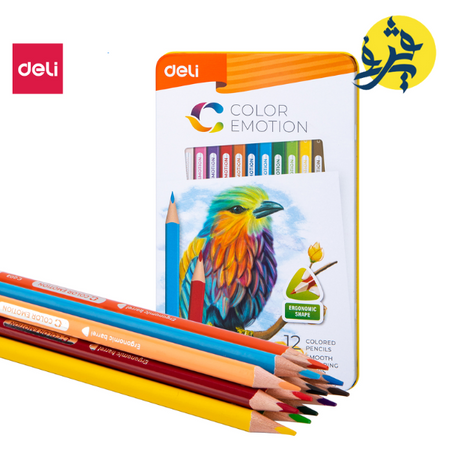 Boite de 12 Crayons de couleur COLOR EMOTION boite métallique - DELI
