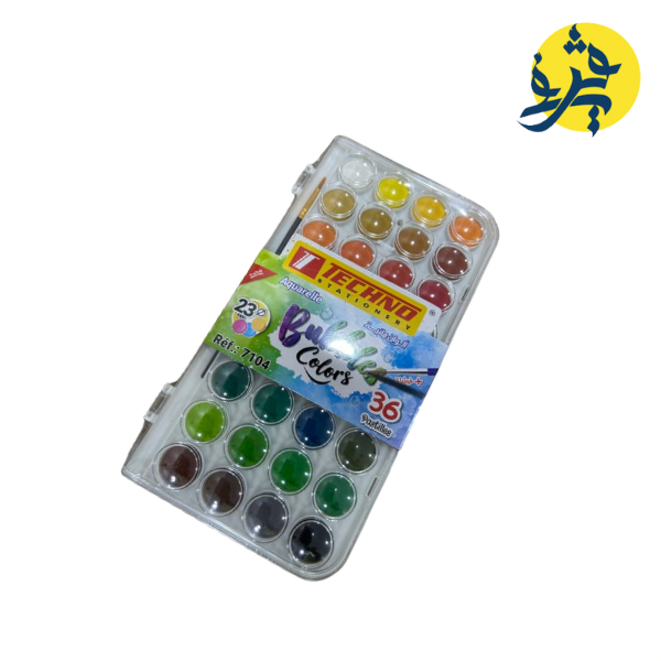Aquarelle Bubbles colores 36 Pastilles  + Pinceur - TECHNO REF.7104