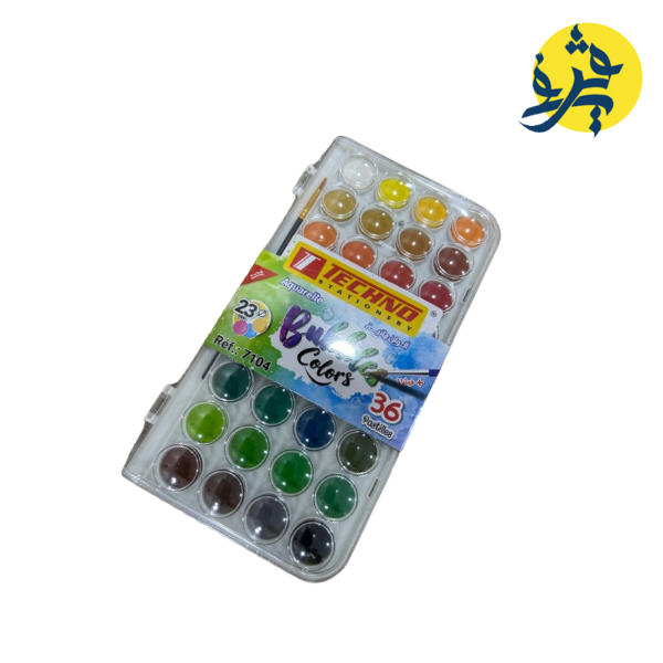 Aquarelle Bubbles colores 36 Pastilles  + Pinceur - TECHNO