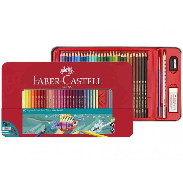 FABER-CASTELL Crayons aquarellables , Étui en métal de 48 couleurs