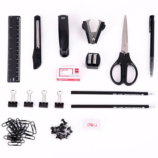 Plumier avec accessoires de bureau (15 pièces)- deli