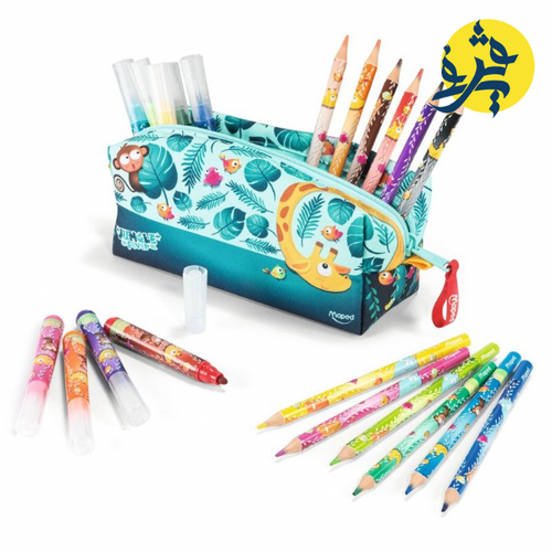 Charger l&#39;image dans la visionneuse de la galerie, TROUSSE JUNGLE FEVER DE 12 FEUTRES + 12  CRAYONS &quot;MAPED” REF.984732
