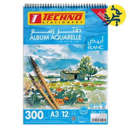 Bloc Dessin A3 -Aquarelle-A Grain Fin "Techno" REF.9507