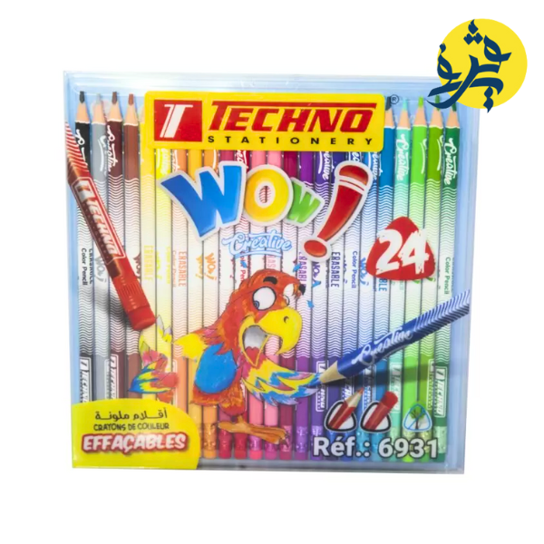 Boite de 24 Crayons de couleur WOW CREA EFFAÇABLE - Techno REF.6931