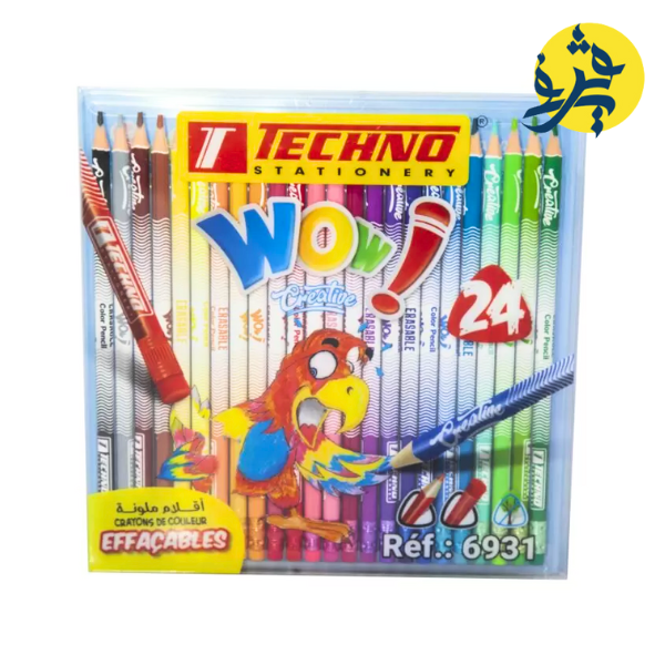 Boite de 24 Crayons de couleur WOW CREA EFFAÇABLE - Techno