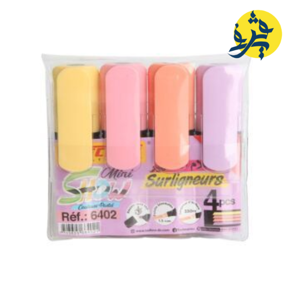 Pochette de 4 mini surligneurs Show pastel - techno