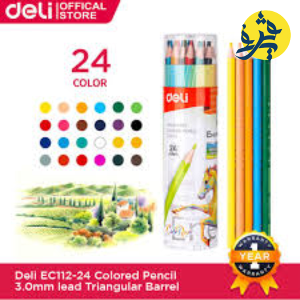 Crayons de couleur" ENOVATION"  de 24 pièces effaçable boite ronde - deli