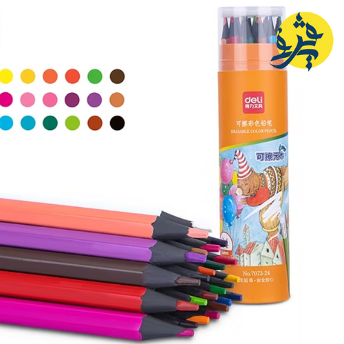 Charger l&#39;image dans la visionneuse de la galerie, Crayons de couleur  de 12 pièces effaçable boite ronde - deli
