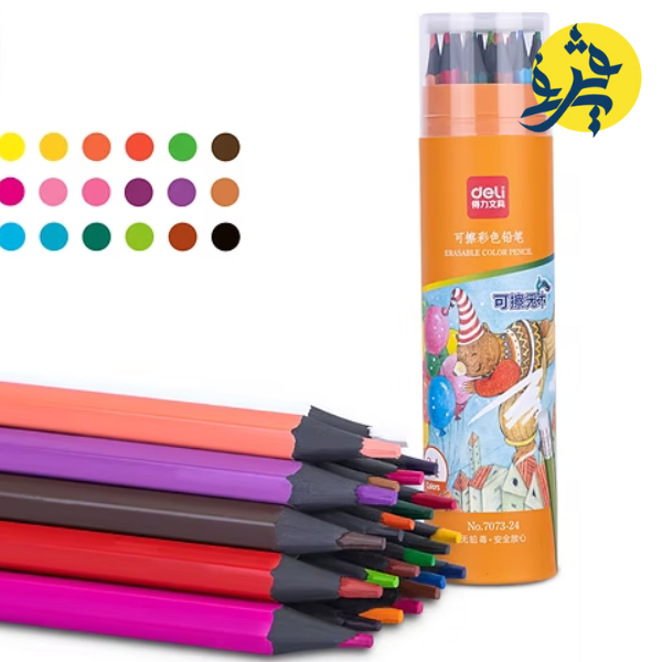 Crayons de couleur  de 12 pièces effaçable boite ronde - deli