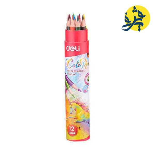 Crayons de couleur  de 12 pièces effaçable boite ronde - DELI REF.C00307