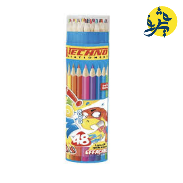 Crayons de couleur WOW de 48 pièces effaçable boite ronde - TECHNO