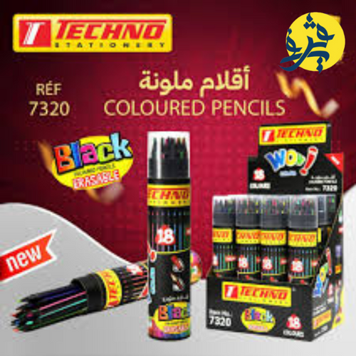 Charger l&#39;image dans la visionneuse de la galerie, Crayons de couleu &quot;WOW&quot;  BLACK de 18 pièces effaçable boite ronde - TECHNO
